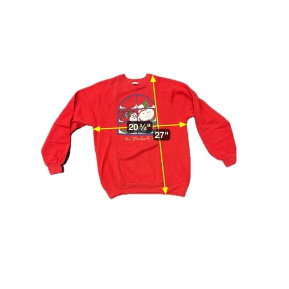 Vintage Jerzees Red On The Santa Watch Polar Bear Christmas Graphic Sweatshirt S - Picture 7 of 8